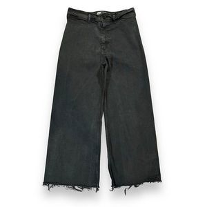 Zara marine Wide Leg Distressed High Rise Black Jeans Womens 8